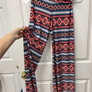 Vibrant Geometric Print Wide Leg Pants